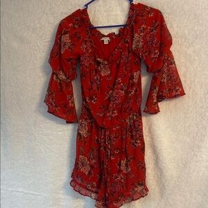 American Eagle Outfitters Red Floral Romper